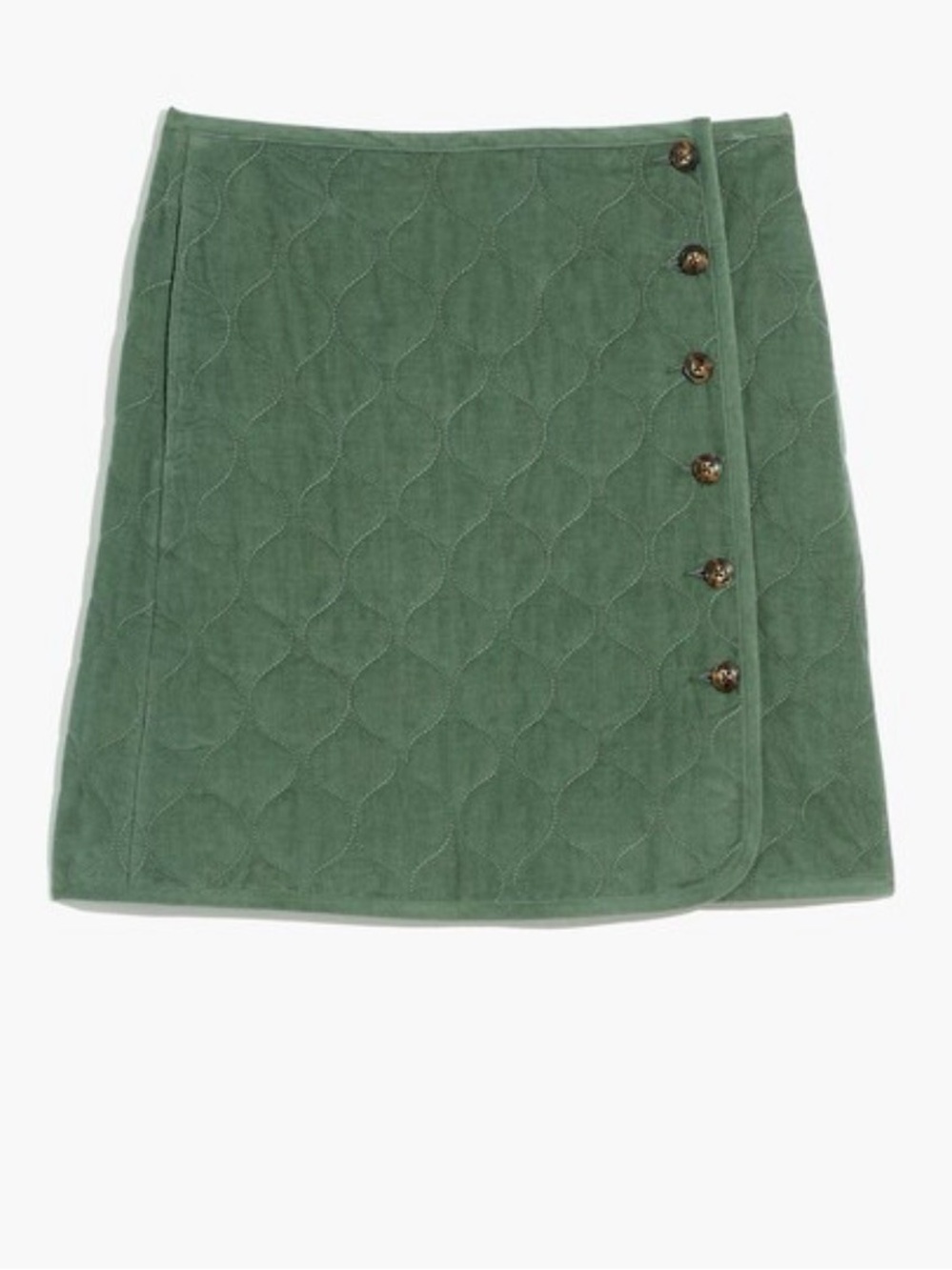 NWOT Madewell Quilted Corduroy Mini Wrap Skirt Button Front Size 4